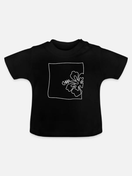 Hibiskus minimalistisch - Baby Bio-T-Shirt mit Rundhals - Schwarz