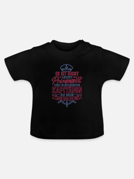 Kapitänin Segeln Boot Spruch - Baby Bio-T-Shirt mit Rundhals - Schwarz