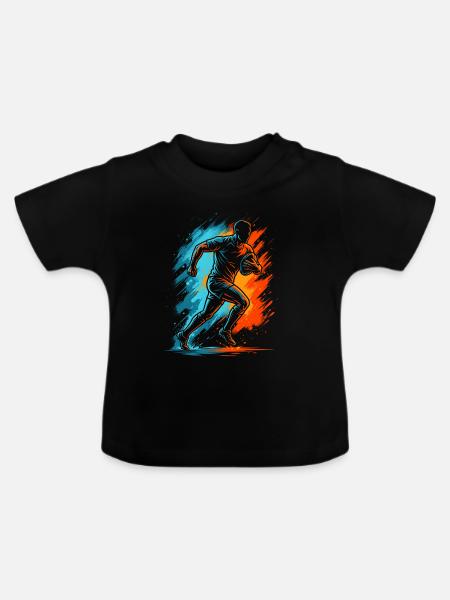 Rugbyspieler Jungen Herren Rugby - Baby Bio-T-Shirt mit Rundhals - Schwarz