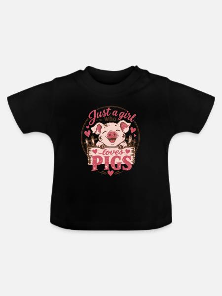 Schwein - Baby Bio-T-Shirt mit Rundhals - Schwarz