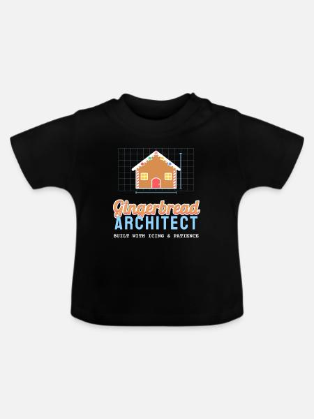 Lebkuchen-Architekt lustiges Weihnachtsbacken - Baby Bio-T-Shirt mit Rundhals - Schwarz