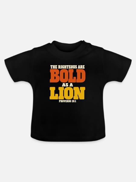 Christlicher Bibelvers Löwe Mut - Baby Bio-T-Shirt mit Rundhals - Schwarz
