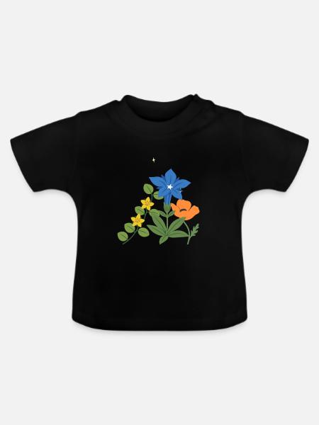 Blumen botanisch Natur Design - Baby Bio-T-Shirt mit Rundhals - Schwarz