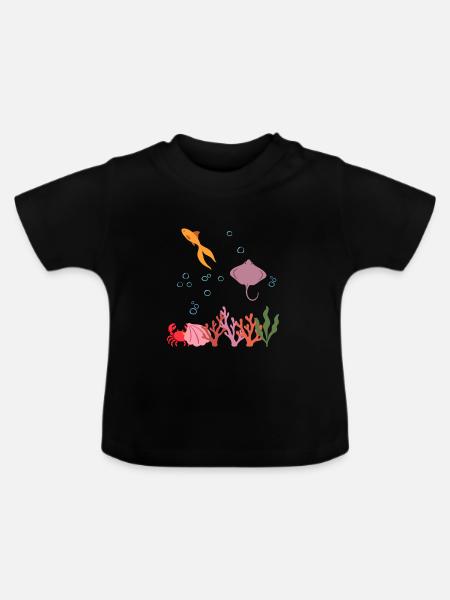Goldfisch Unterwasser Kinder Rochen - Baby Bio-T-Shirt mit Rundhals - Schwarz