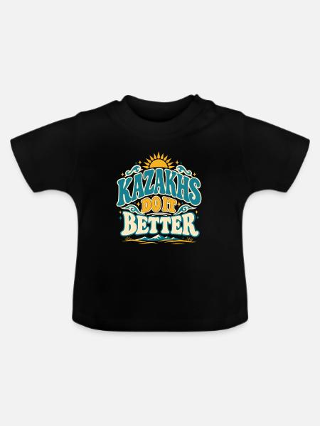 Kasachischer Adler Sonne und Berge - Baby Bio-T-Shirt mit Rundhals - Schwarz
