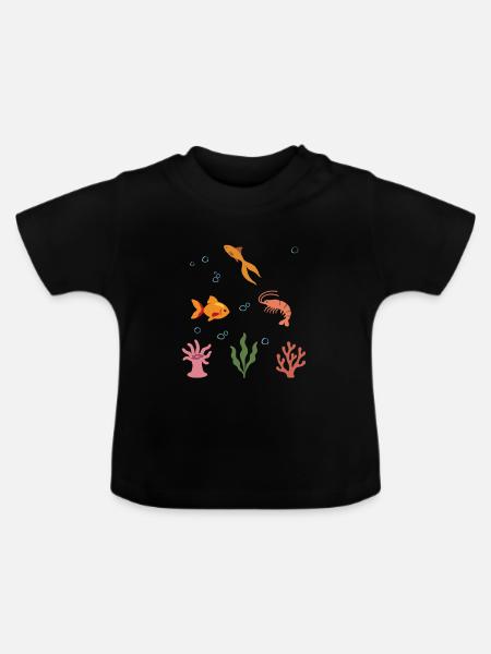 Goldfisch Unterwasser Kinder Fisch Garnele - Baby Bio-T-Shirt mit Rundhals - Schwarz