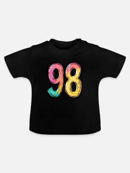 98 Zahl Comic - Baby Bio-T-Shirt mit Rundhals - Schwarz