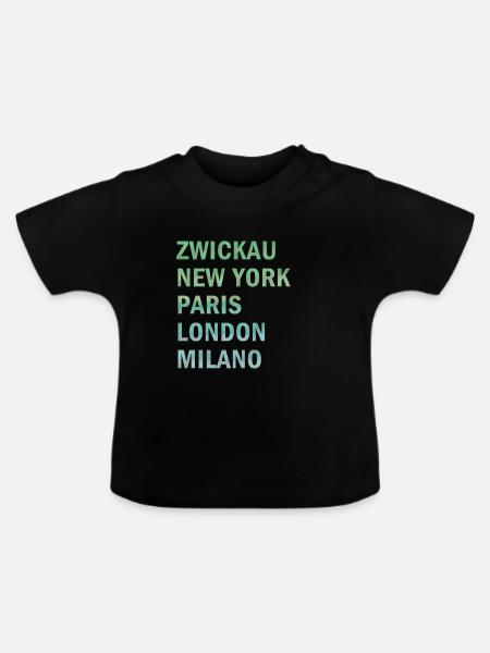 Metropole Zwickau - Baby Bio-T-Shirt mit Rundhals - Schwarz