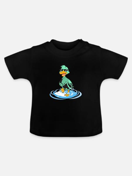 Ente lustig cool - Baby Bio-T-Shirt mit Rundhals - Schwarz