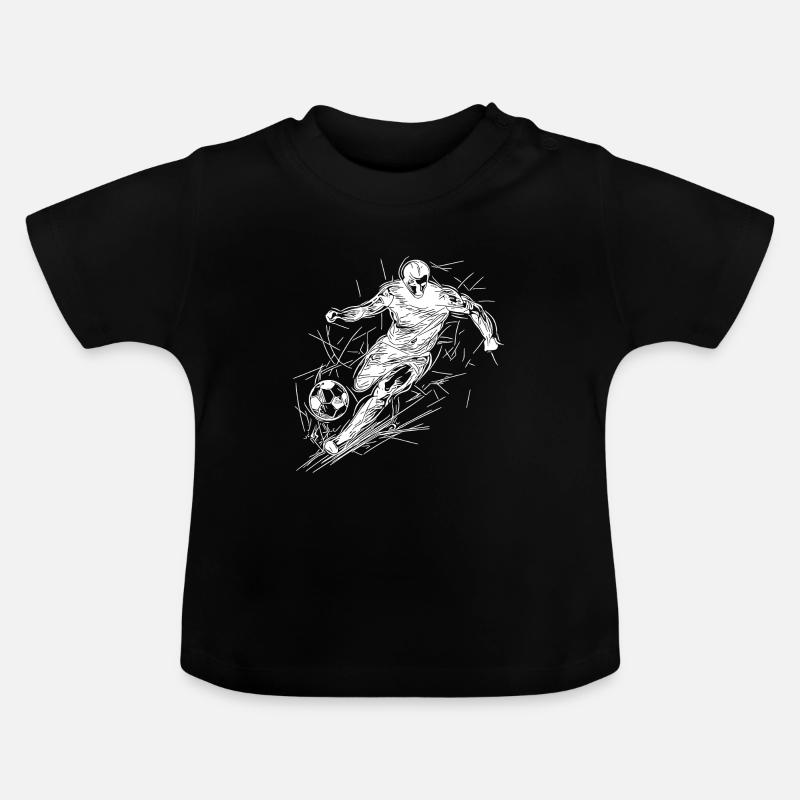 Attaquant de football en cours d’exécution avec ballon - T-shirt bio col rond Bébé - noir