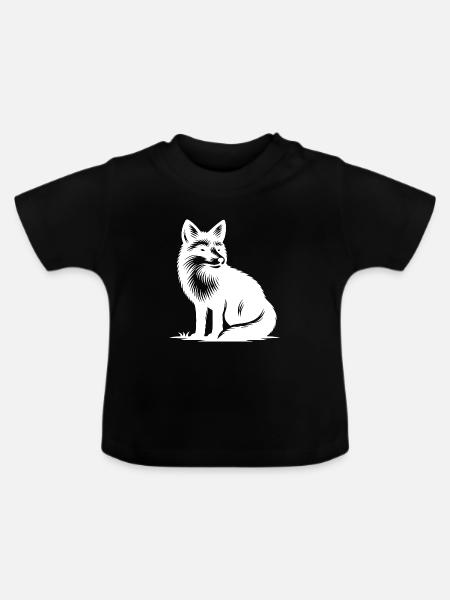 Niedlicher schlauer Fuchs - Baby Bio-T-Shirt mit Rundhals - Schwarz
