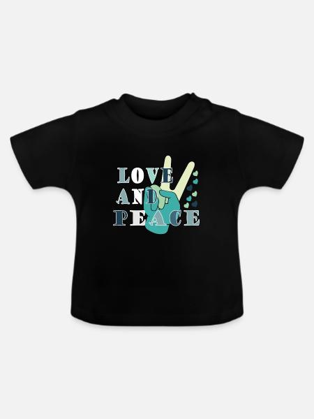Love Peace Frieden Harmonie - Baby Bio-T-Shirt mit Rundhals - Schwarz