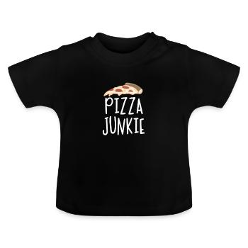 Pizza junkie - T-shirt bio col rond Bébé - noir - Devant