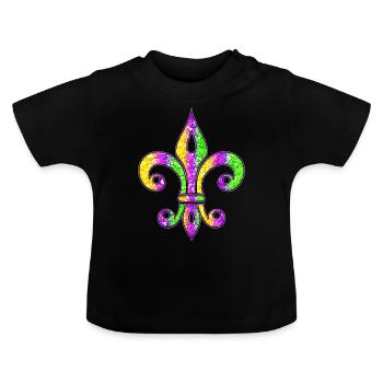 Fleur de Lis, Lilie, Karneval Fasching Mardi Gras - Baby Bio-T-Shirt mit Rundhals - Schwarz - Vorne