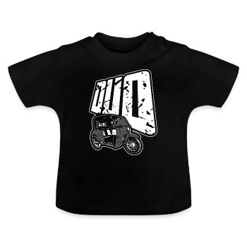 Duo DDR Dreirad - Moped - Baby Bio-T-Shirt mit Rundhals - Schwarz - Vorne