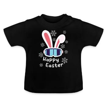 Lapin de ski « Joyeuses Pâques » Vacances de ski Pâques Ski - T-shirt bio col rond Bébé - noir - Devant
