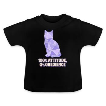 Chat géométrique – 100% Attitude - T-shirt bio col rond Bébé - noir - Devant