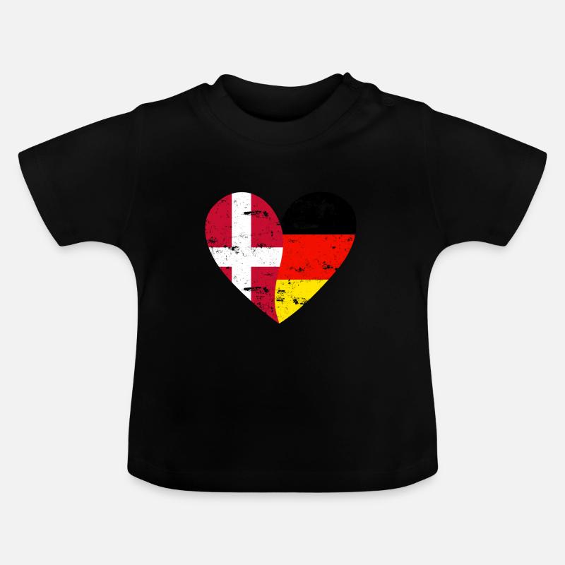 Drapeau Coeur Danemark Allemagne Drapeau - T-shirt bio col rond Bébé - noir