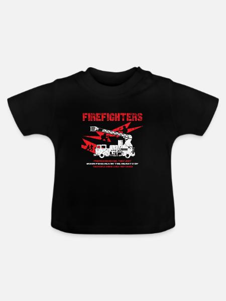 Feuerwehr Feuwerwehrmann Feuer löschen - Baby Bio-T-Shirt mit Rundhals - Schwarz
