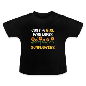 Fleurs de jardin Flower Girl Cadeau Tournesol - T-shirt bio col rond Bébé - noir - Devant