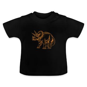 Triceratops - Baby Organic T-Shirt with Round Neck - black - Front