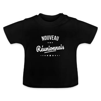 Nouveau Réunionnais - Idée cadeau bébé - T-shirt bio col rond Bébé - noir - Devant