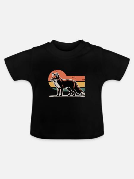 Fuchs Tier - Baby Bio-T-Shirt mit Rundhals - Schwarz