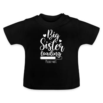 Chargement de La Grande Sœur S’il vous plaît Attendre - T-shirt bio col rond Bébé - noir - Devant