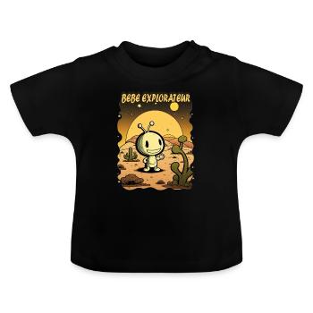 Baby-Entdecker - Baby Bio-T-Shirt mit Rundhals - Schwarz - Vorne