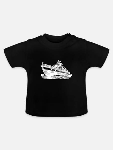 Schnittiges Hochseeschiff Kutter Schlepper - Baby Bio-T-Shirt mit Rundhals - Schwarz