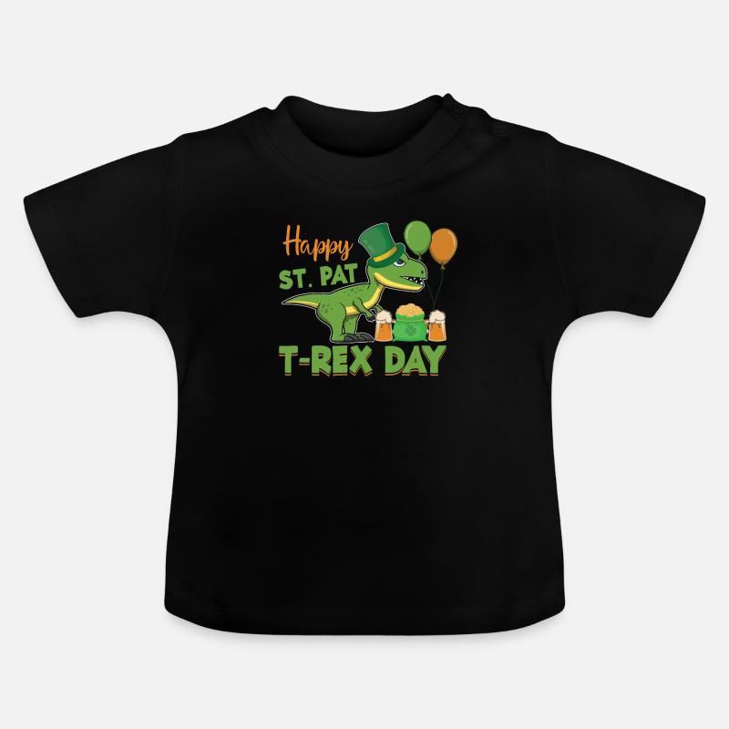 T-Rex de la Saint-Patrick - T-shirt bio col rond Bébé - noir