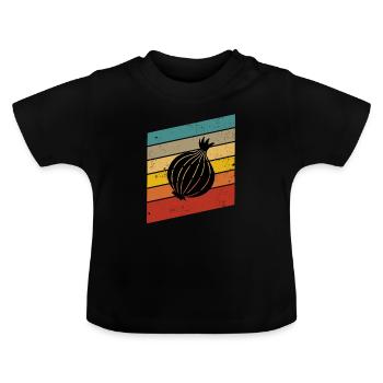 Onion Lover Retro Vegetables Vegan Gift idea - Baby Bio-T-Shirt mit Rundhals - Schwarz - Vorne