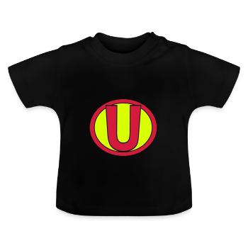 Super, Superheld, Superheldin, Hero, U - Baby Bio-T-Shirt mit Rundhals - Schwarz - Vorne