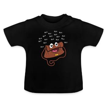 babbler babble mouth sac cadeau - T-shirt bio col rond Bébé - noir - Devant