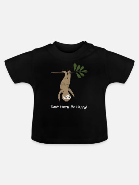 faultier - Baby Bio-T-Shirt mit Rundhals - Schwarz