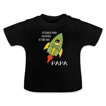 papa weihnachtsgeschenk - Baby Bio-T-Shirt mit Rundhals - Schwarz - Vorne