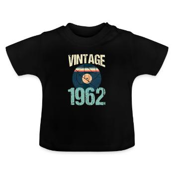 Retro Jahrgang 1962 58. Geburtstag Rekord Vinyl - Baby Bio-T-Shirt mit Rundhals - Schwarz - Vorne