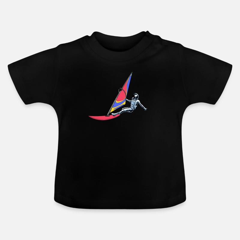 Planche à voile Windsurfer Astronaute - T-shirt bio col rond Bébé - noir