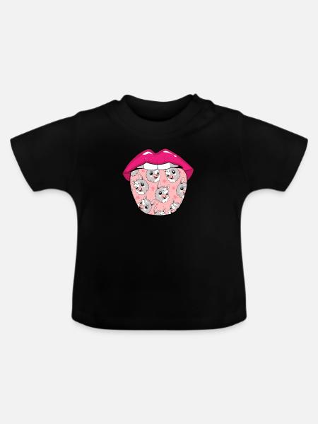 Lama Llama Zunge - Baby Bio-T-Shirt mit Rundhals - Schwarz