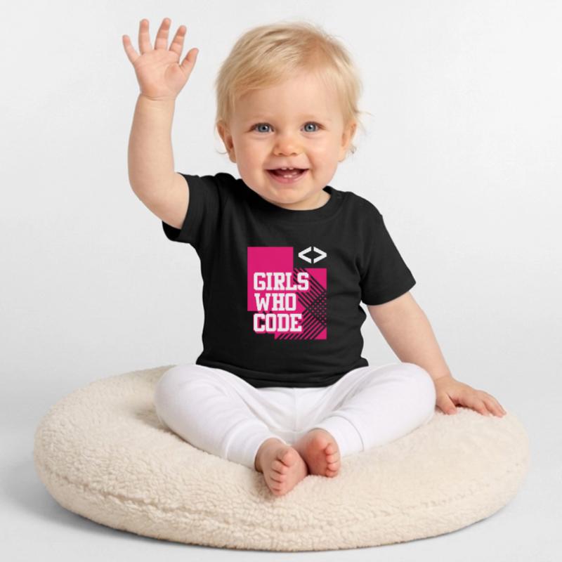 Developer Coder Programmer Girl Baby Organic T-Shirt with Round Neck