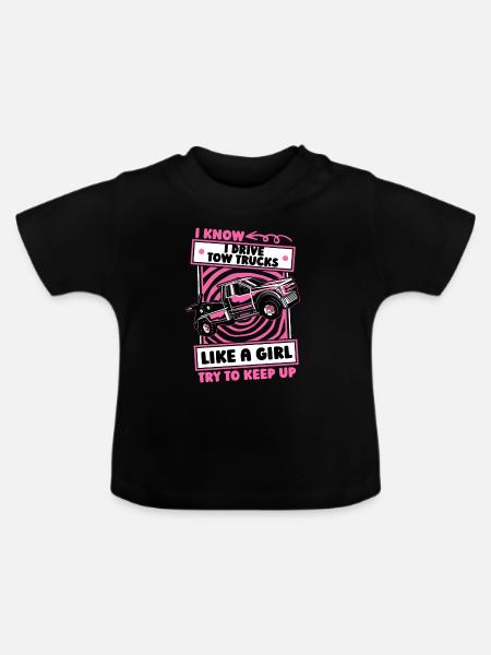 Abschleppdienst Abschlepper Mädchen - Baby Bio-T-Shirt mit Rundhals - Schwarz