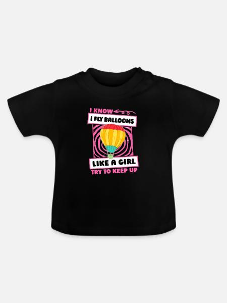 Heißluftballon Ballonfahren Mädchen - Baby Bio-T-Shirt mit Rundhals - Schwarz