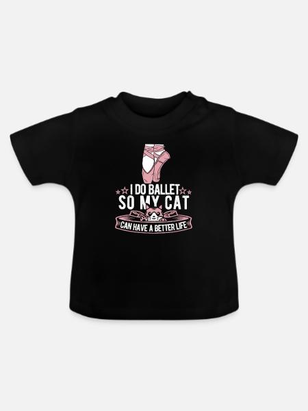 Ballet Balerina Katze - Baby Bio-T-Shirt mit Rundhals - Schwarz
