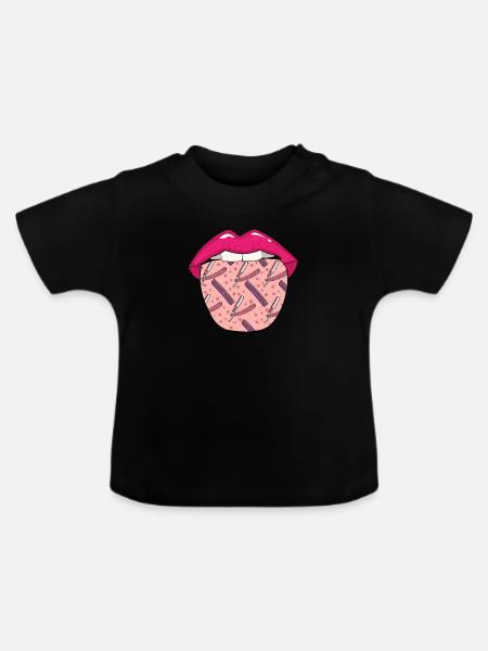 Barber Barbershop Lippen - Baby Bio-T-Shirt mit Rundhals - Schwarz