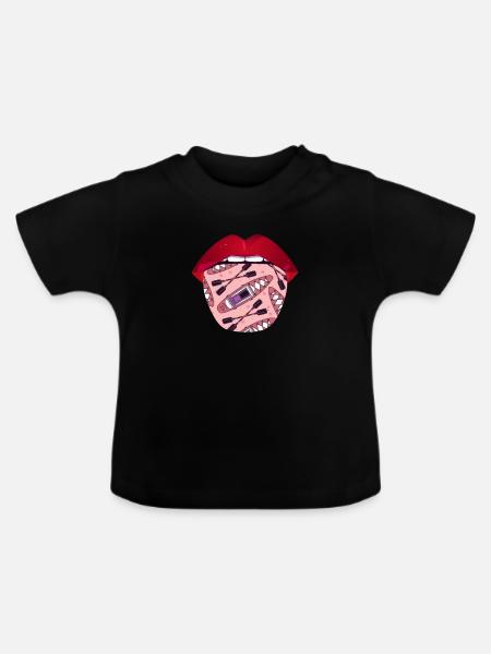 Kajaker Zunge - Baby Bio-T-Shirt mit Rundhals - Schwarz