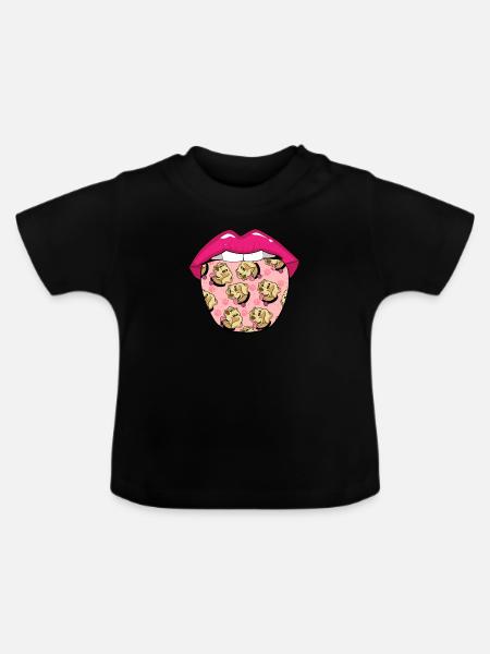 Labrador Zunge - Baby Bio-T-Shirt mit Rundhals - Schwarz