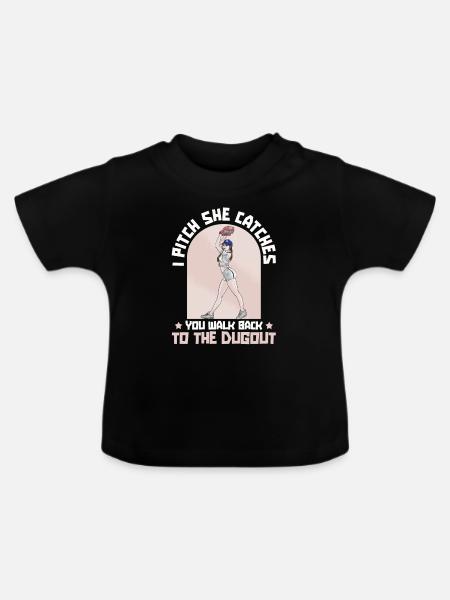 Softball Krug - Baby Bio-T-Shirt mit Rundhals - Schwarz