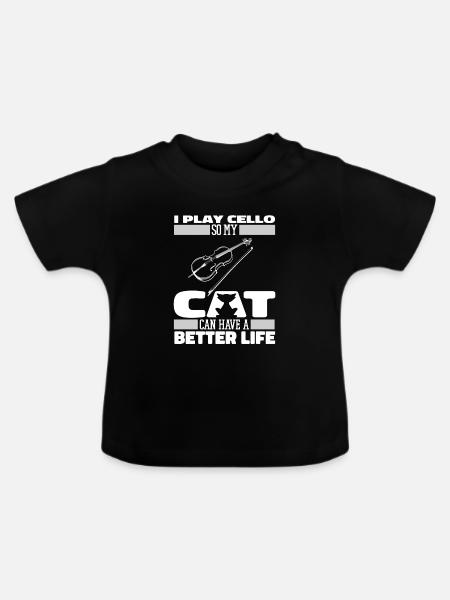 Cello Cellist Katze - Baby Bio-T-Shirt mit Rundhals - Schwarz