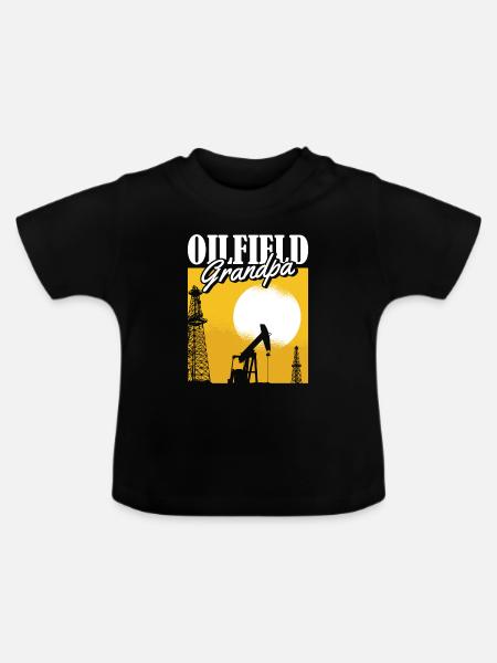 Ölfeld Bohrinsel Opa - Baby Bio-T-Shirt mit Rundhals - Schwarz