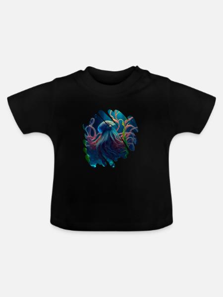 Meereslebewesen, großer Oktopus - Baby Bio-T-Shirt mit Rundhals - Schwarz